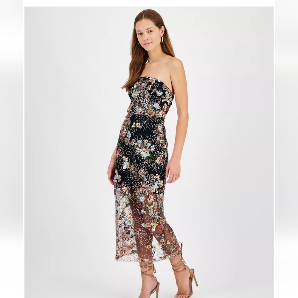 Sam EdelmanWomen's Sequined Strapless Midi Dress